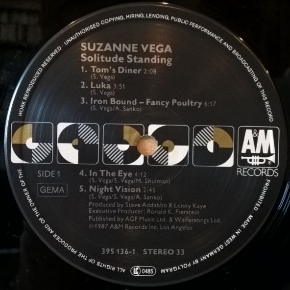 Suzanne Vega - Solitude Standing - 1987.   (LP). 12. Vinyl. Пластинка. Germany - фото фото фото 7