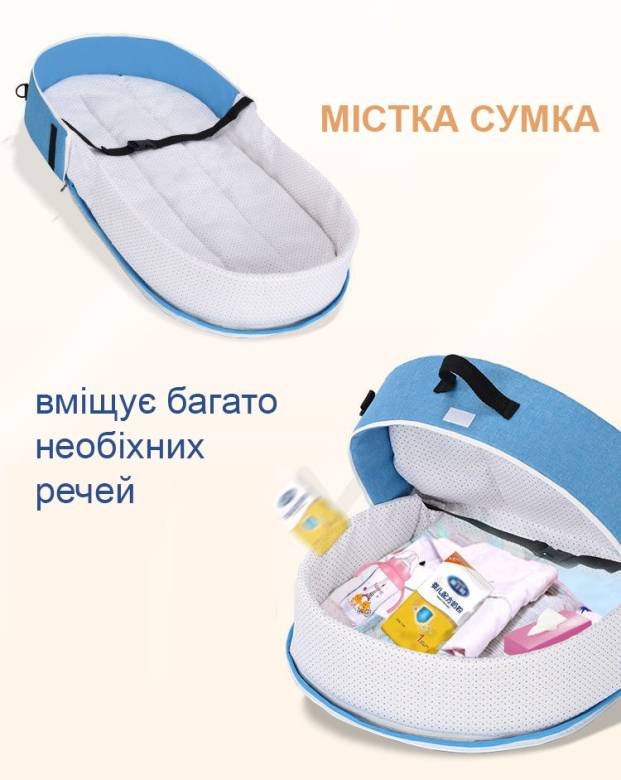 Сумка пеленатор кроватка с москитной сеткой светло серый - фото фото фото 2