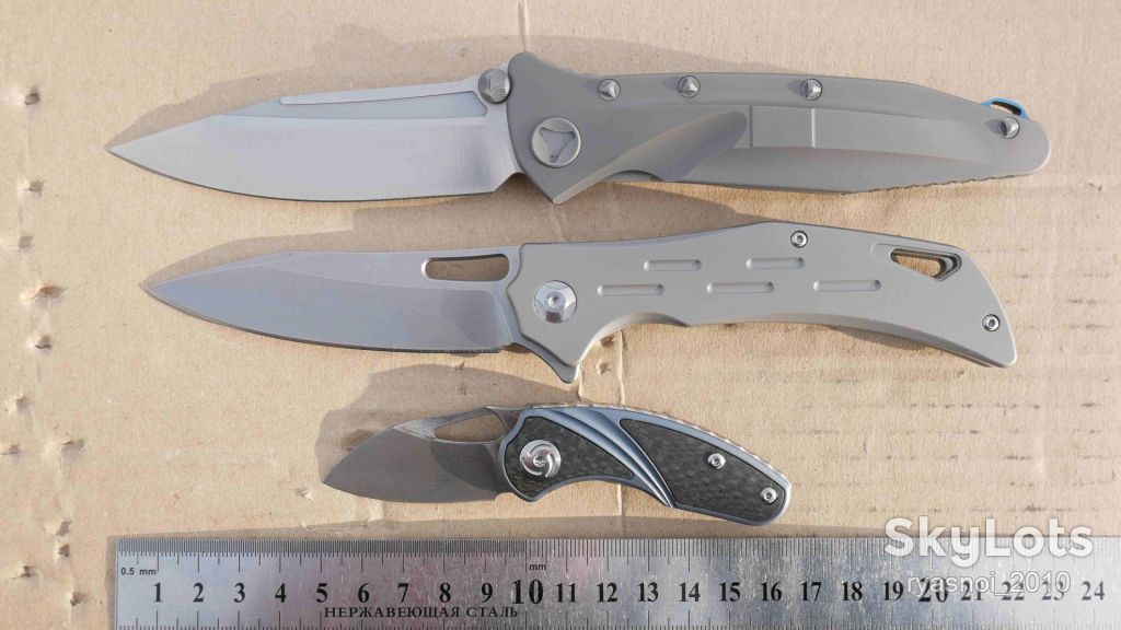 Antler, Titanium + carbon, Damascus vg10, EDC, Slip Joint - фото фото фото 14