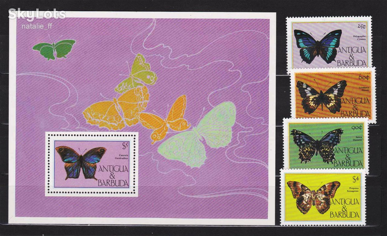 NM Антигуа и Барбуда  1985 г MNH - бабочки - фото фото фото 0
