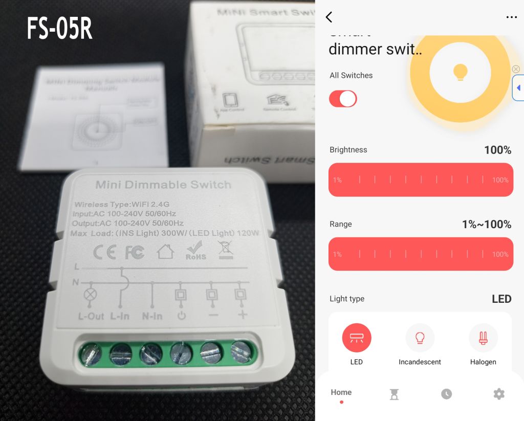 Реле одноканальне з нейтраллю Tuya WI-FI DIMMER FS-05R - фото фото фото 0