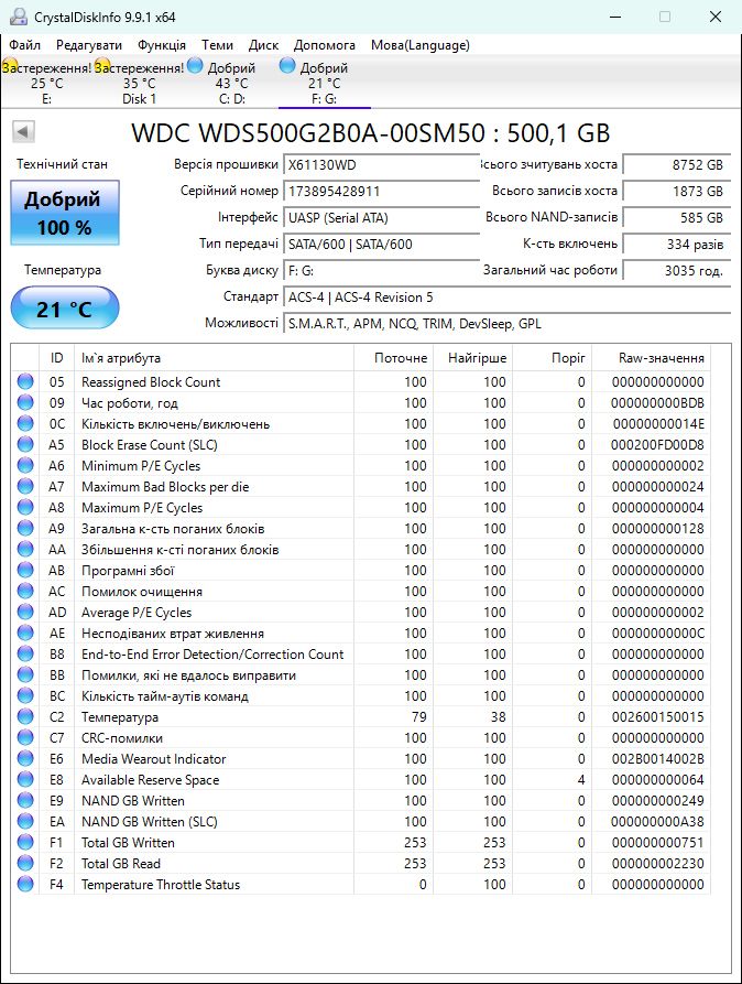 500GB SSD  WD Blue 2.5" SATA III  100% - фото фото фото 1
