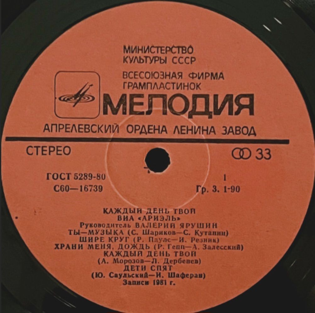 ВИА Ариэль - Каждый День Твой - 1981.  (LP). 12. Vinyl. Пластинка. - фото фото фото 2
