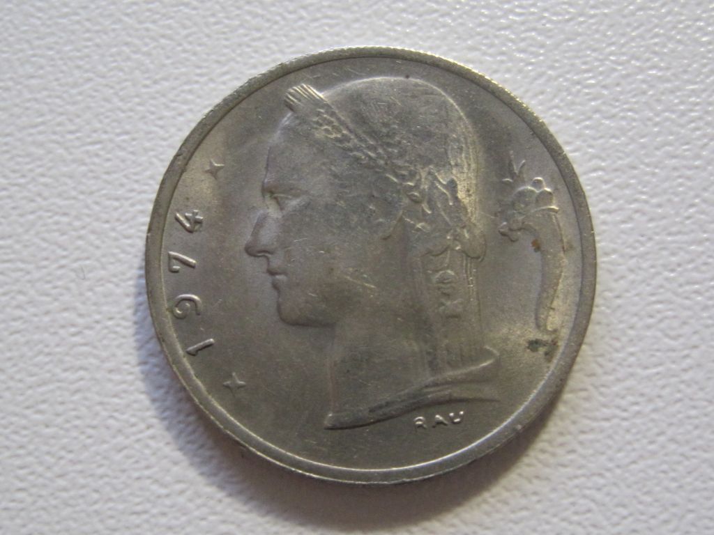 Бельгия 1 франк 1974 года BELGIQUE #35485 - фото фото фото 1