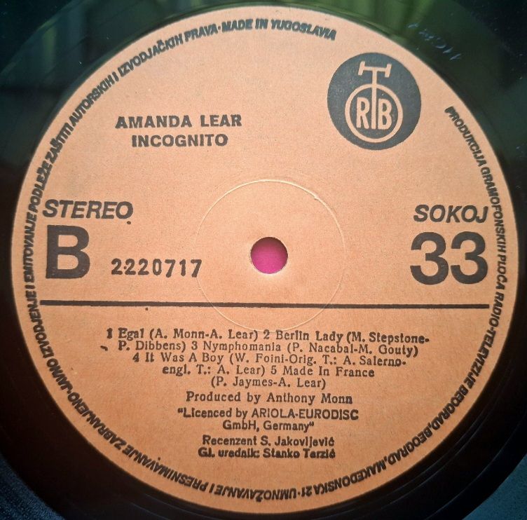 Amanda Lear - Incognito - 1981.  (LP). 12. Vinyl. Пластинка. Yugoslavia. - фото фото фото 3