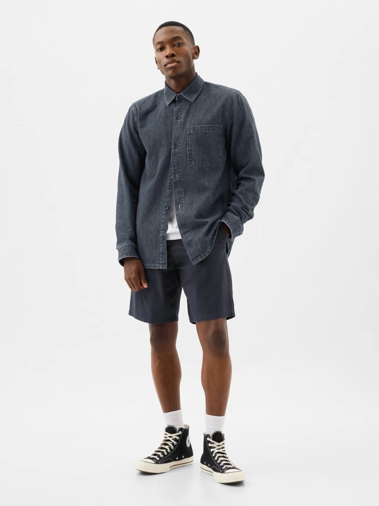 Новые шорты GAP стрейч черно-синие w32 - фото фото фото 1