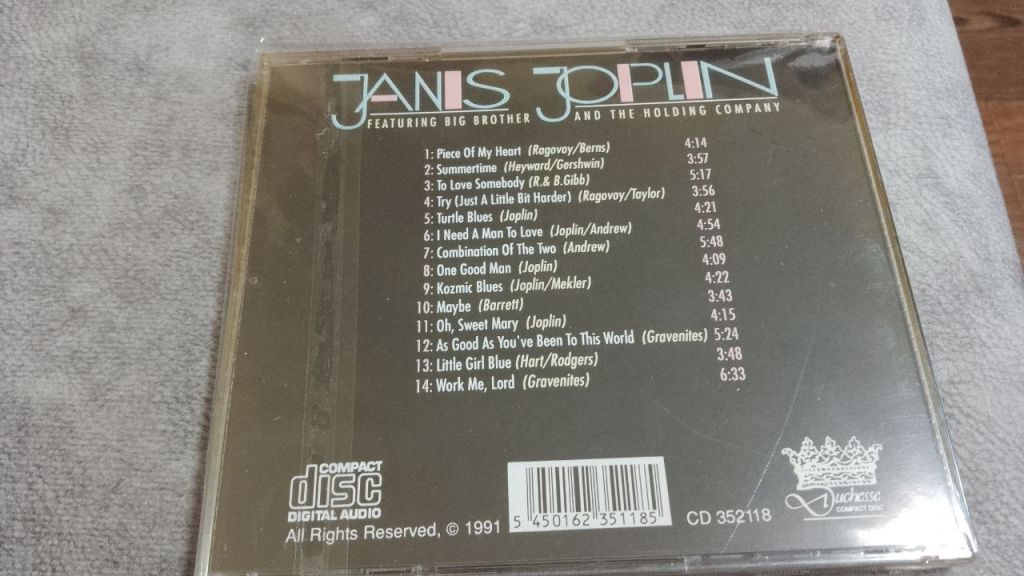 Janis Joplin. чехословацкий cd в идеале, 1991 года - фото фото фото 1