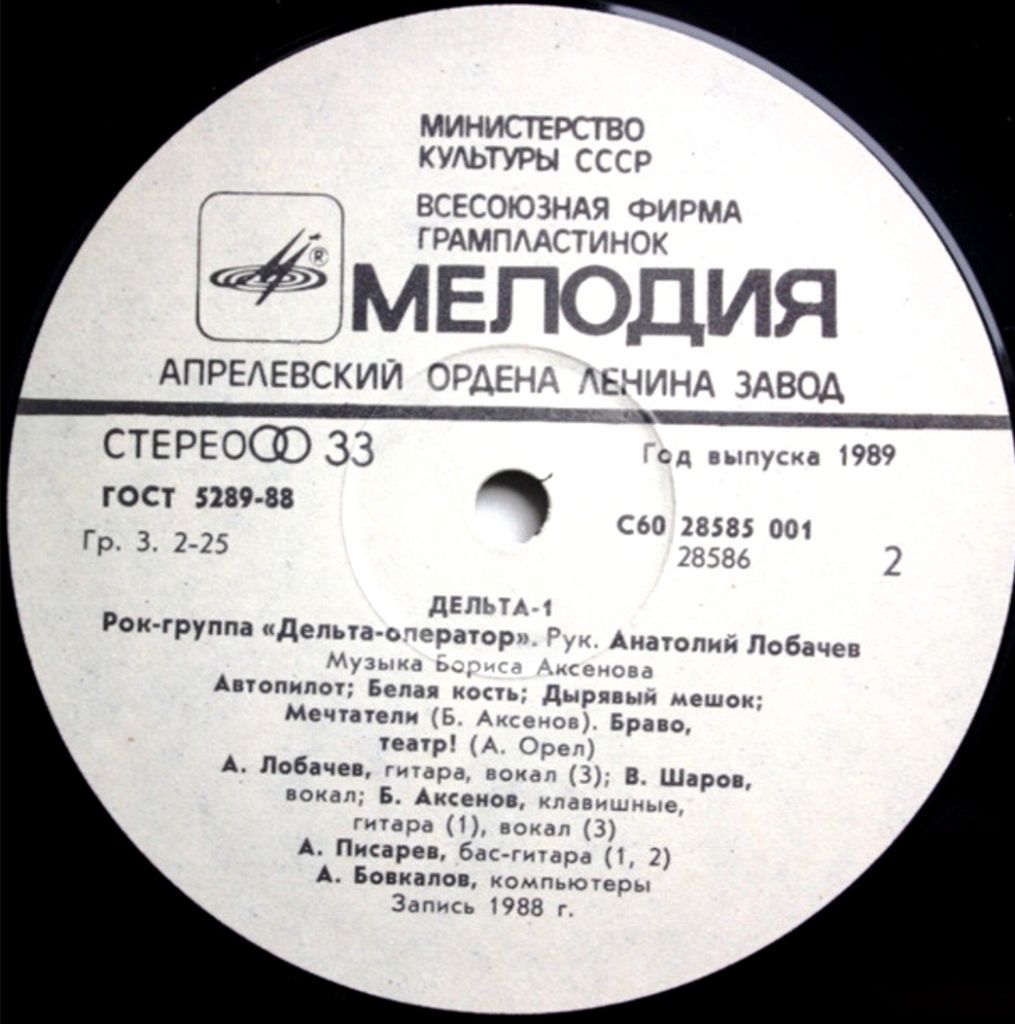 Дельта - Оператор - Дельта-1 - 1988.   (LP). 12. Vinyl. Пластинка - фото фото фото 3