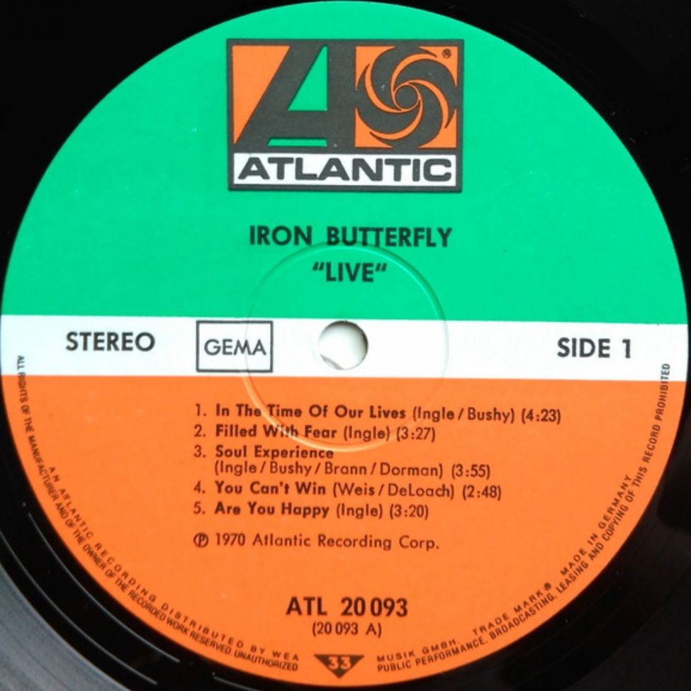 Iron Butterfly - Live - 1970.   (LP). 12. Vinyl. Пластинка. Germany - фото фото фото 2