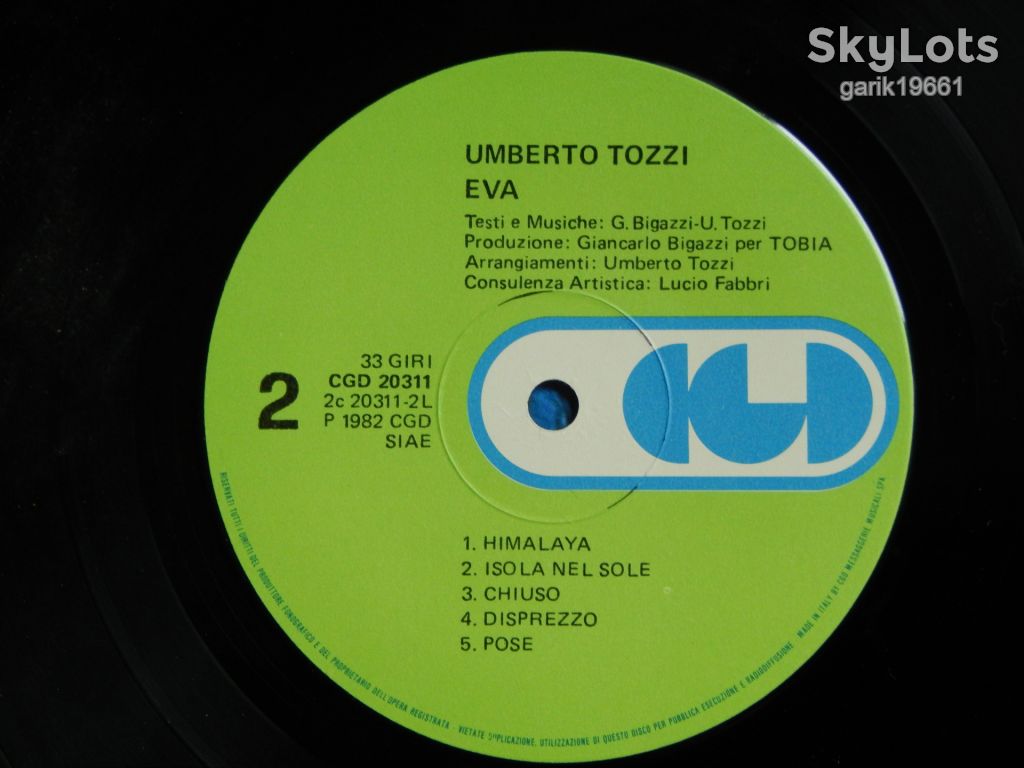 Umberto Tozzi ‎– Eva  (CGD ‎– CGD 20311, Italy) insert EX/NM- - фото фото фото 4