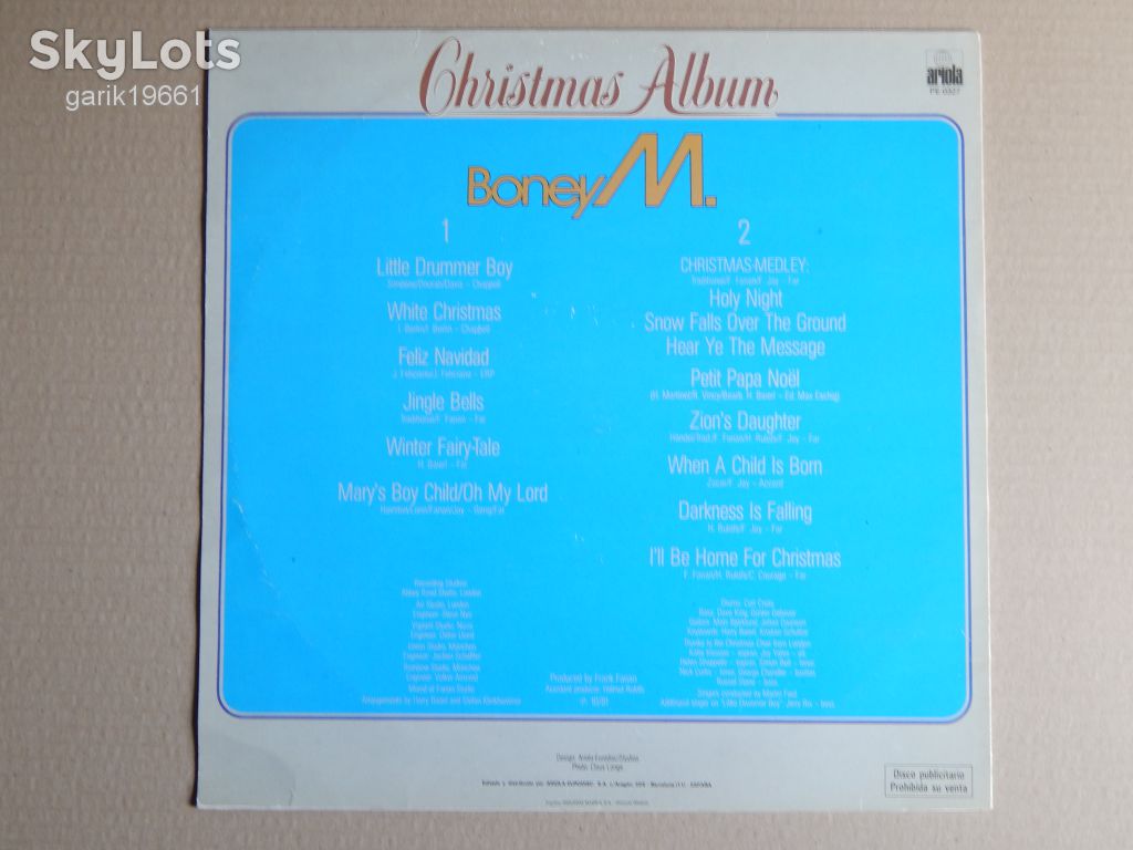 Boney M. ‎– Christmas Album     (Ariola ‎– PE - 0327, Promo, Spain) EX+/EX+ - фото фото фото 1