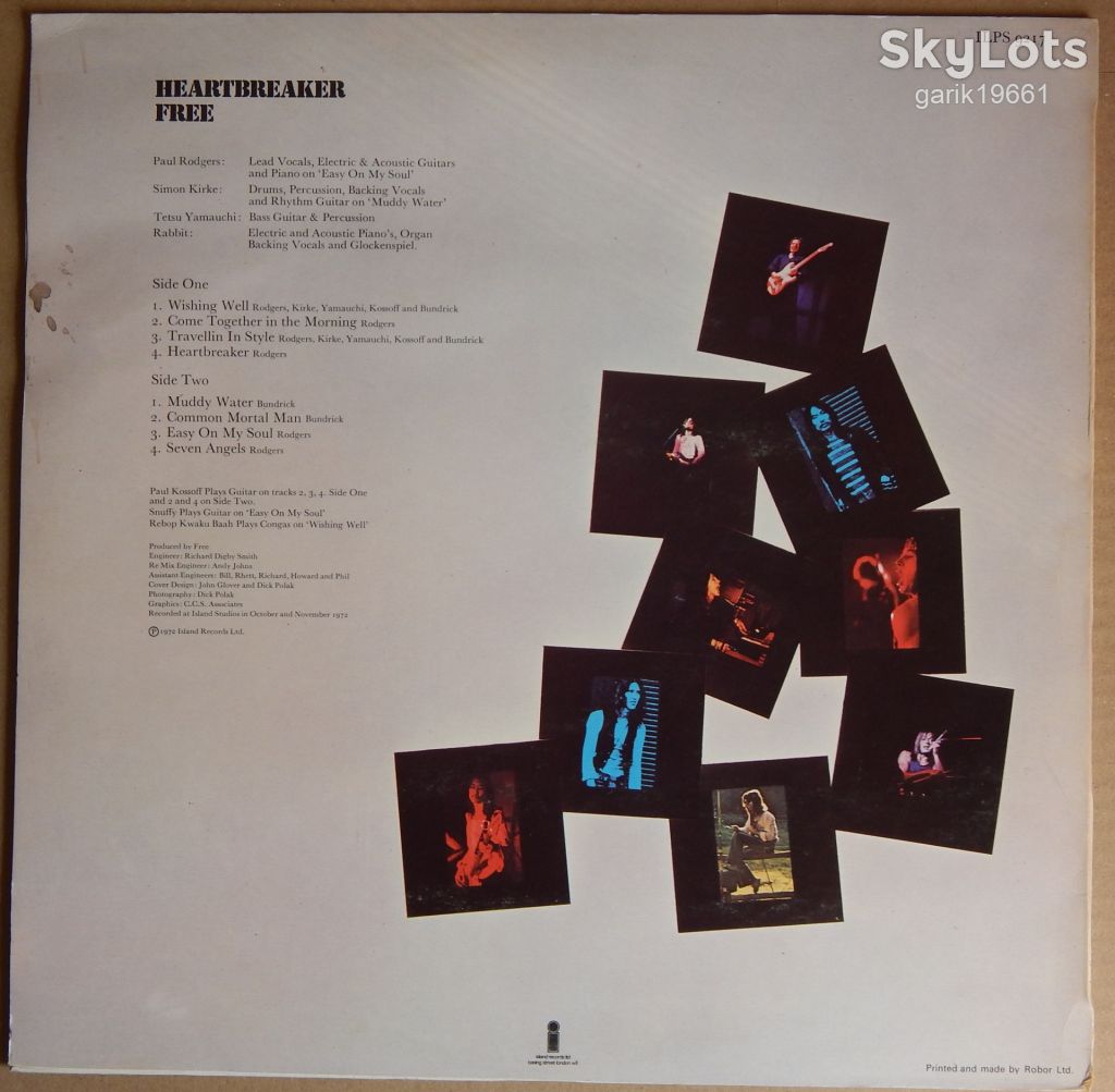 Free – Heartbreaker  (Island Records – ILPS 9217, UK) inner sleeve EX+/NM- - фото фото фото 1