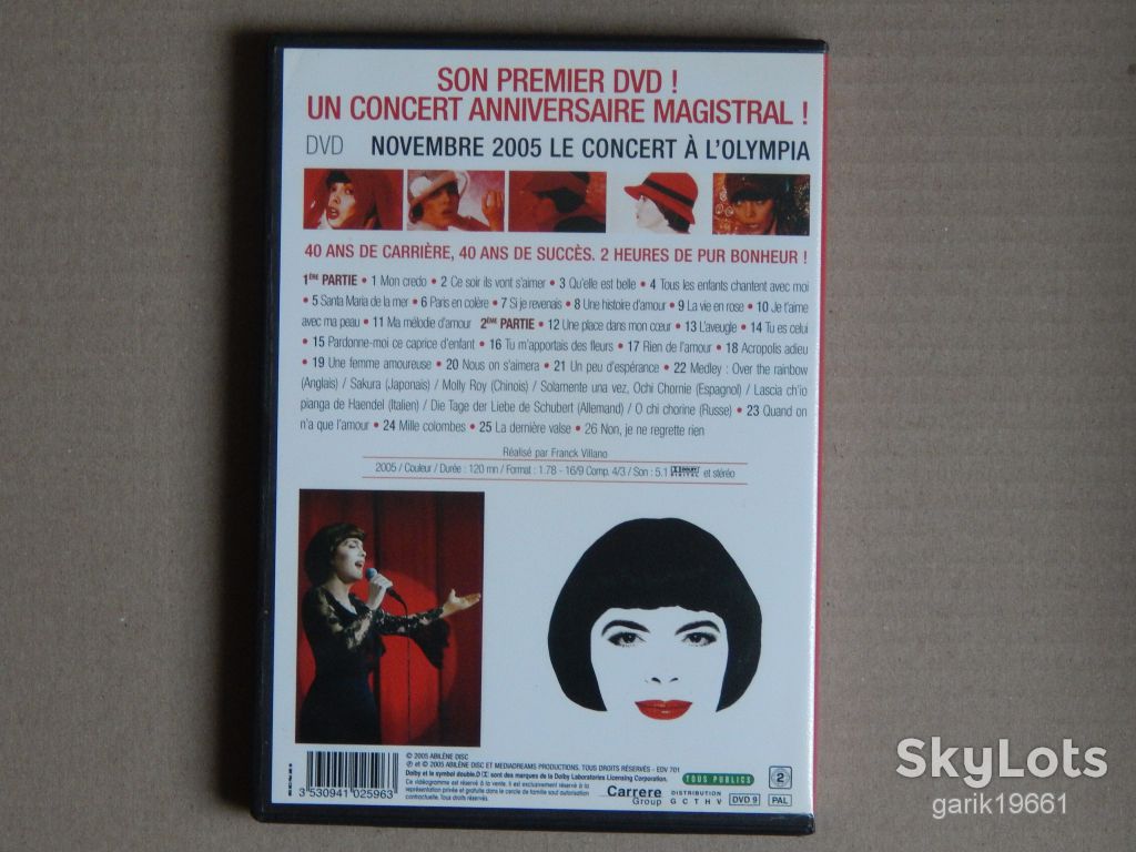 Mireille Mathieu ‎– Mireille Mathieu A L'Olympia (DVD, Unofficial Release) - фото фото фото 4