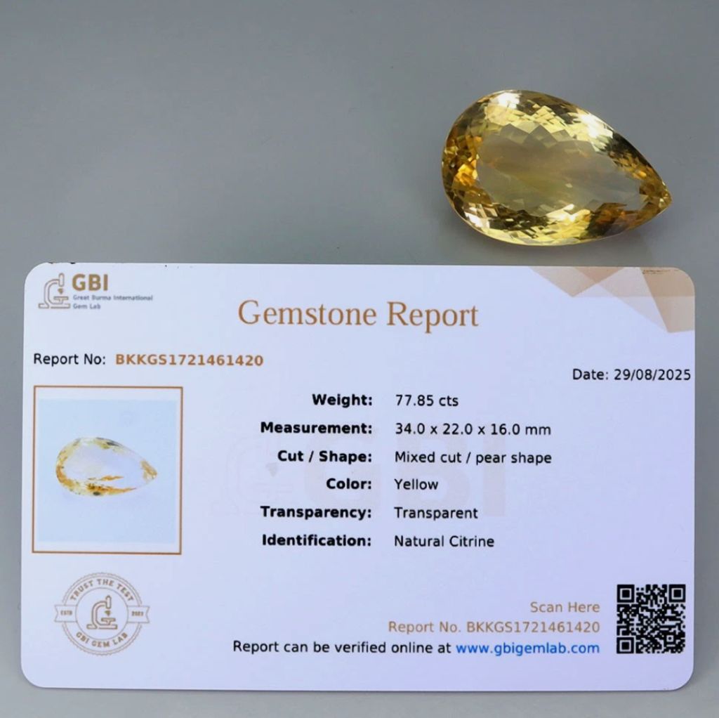 77.85ct Натуральный Цитрин,сертификат. - фото фото фото 2