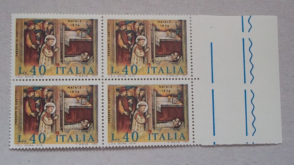 Италия 1974 г - рождество, квартблок, поле справа - фото фото фото 0