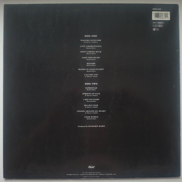 Richard Marx - Rush Street - 1991.  (LP). 12. Vinyl. Пластинка. EEC. - фото фото фото 1
