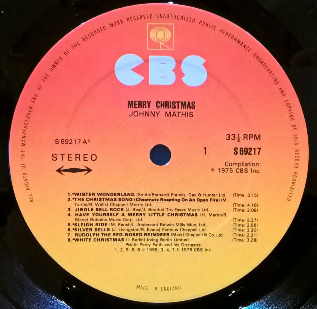Johnny Mathis - Merry Christmas - 1958.   (LP). 12. Vinyl. Пластинка. England. - фото фото фото 2