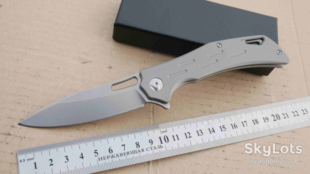 Untitled EF334, Titanium, D2 Stonewash, Ball Bearing, Outdoor, Tactical, EDC, Frame Lock - фото фото фото 0