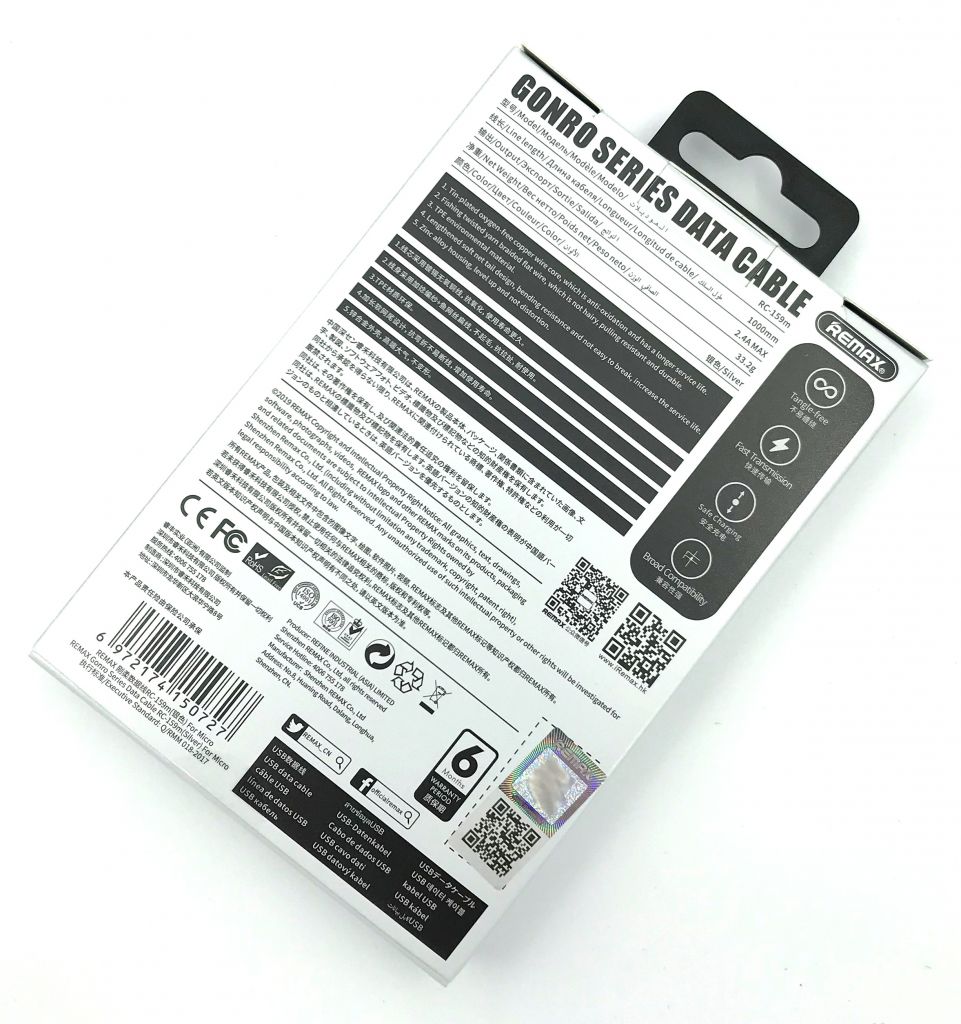 Дата кабель Remax RC-159m Gonro Series 2.4A Micro USB Silver - фото фото фото 1