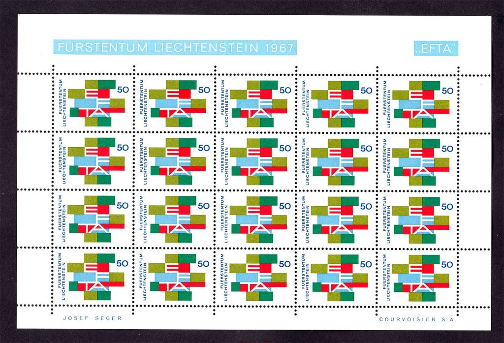 Лихтенштейн  1967 г  MNH -  м/л  EFTA - фото фото фото 0
