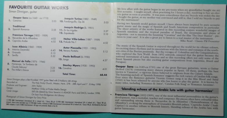 Simon Dinnigan "Favourite guitar works" Audio CD - фото фото фото 6