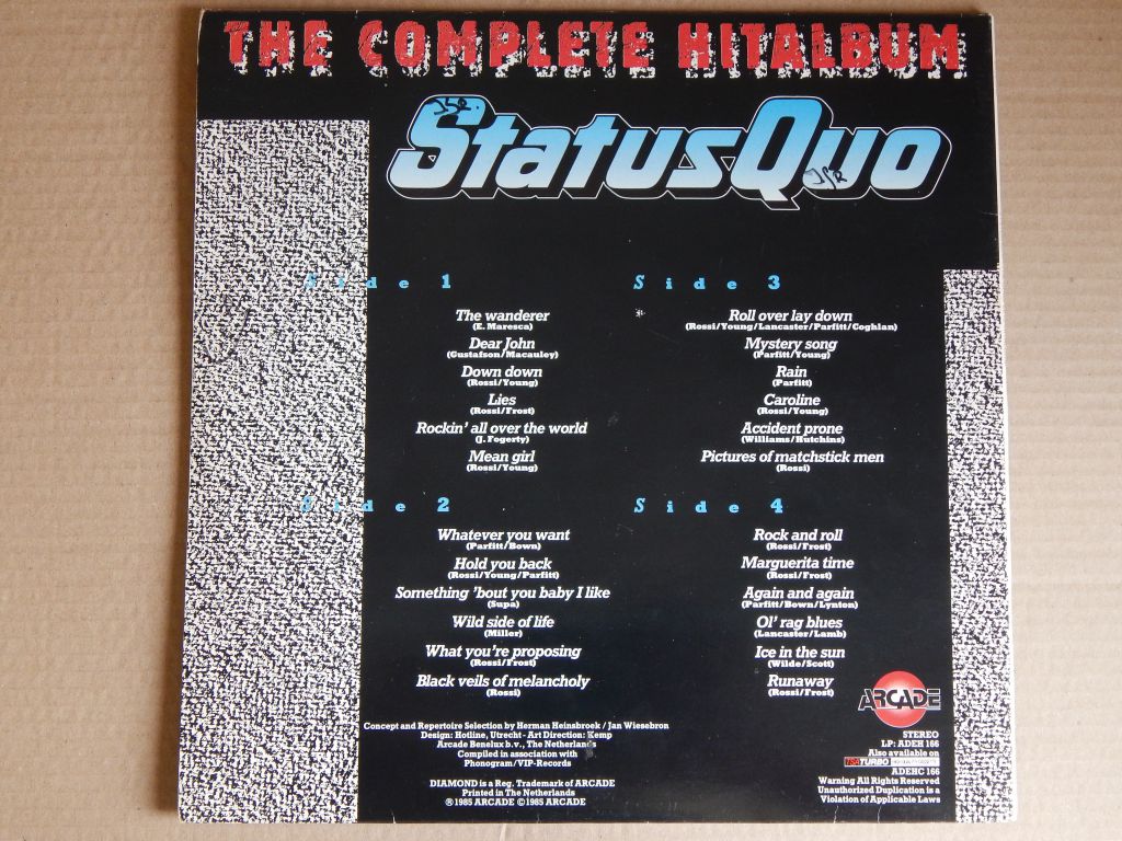 Status Quo ‎– The Complete Hitalbum  (Arcade ‎– ADEH 166, Holland) EX+/EX+/EX+ - фото фото фото 1