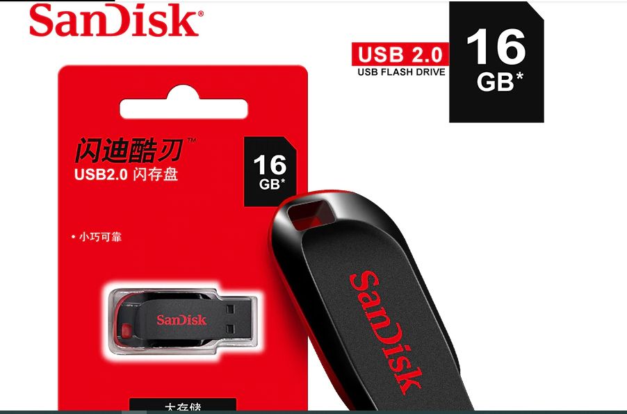 Original SanDisk Cruzer Blade CZ50, флеш-накопитель USB 2.0, 16 GB. - фото фото фото 0