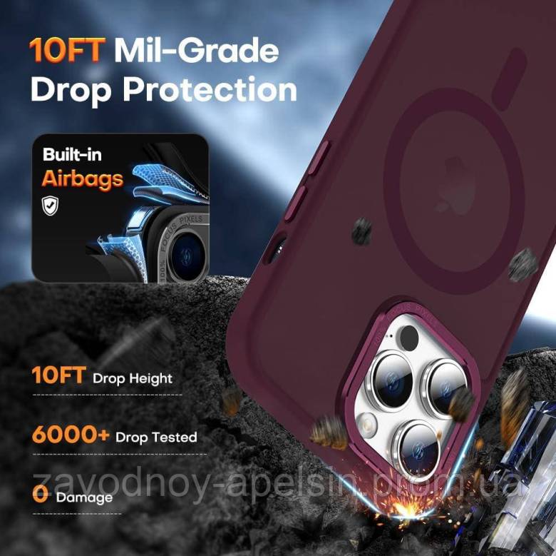 IPhone 16 Pro Чехол матовый Магнит TPU+PC (бордовый) - фото фото фото 4