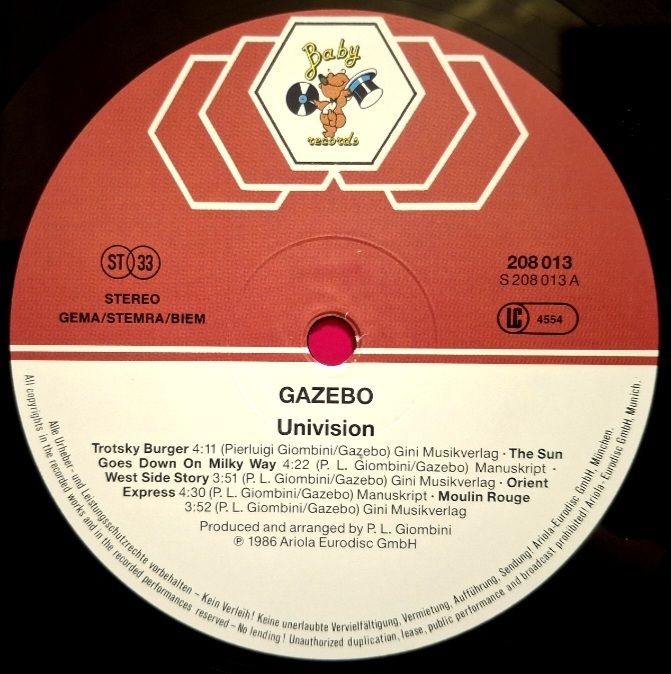 Gazebo - Univision - 1986.  (LP). 12. Vinyl. Пластинка. Germany - фото фото фото 2