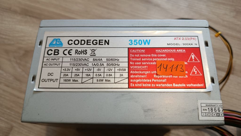 Б/В Блок живлення БЖ ATX Codegen 300XA N 350W - фото фото фото 2