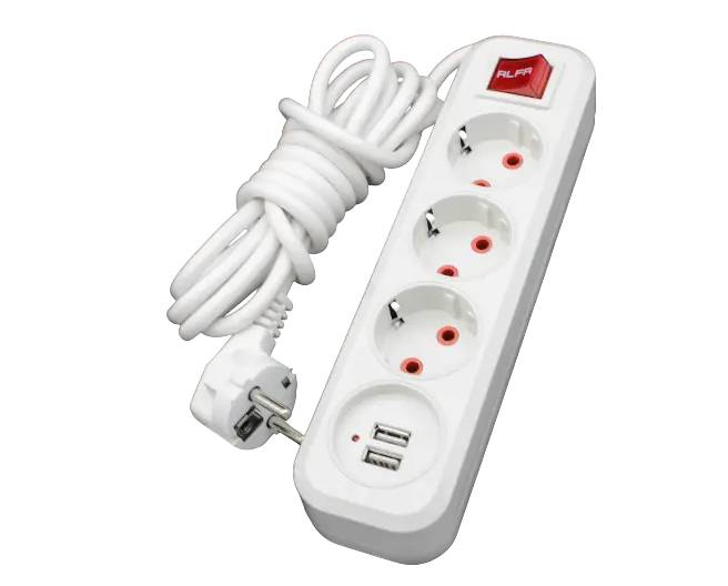 Подовжувач 5 м 16А 3 гнізда з вимикачем та USB - фото фото фото 1