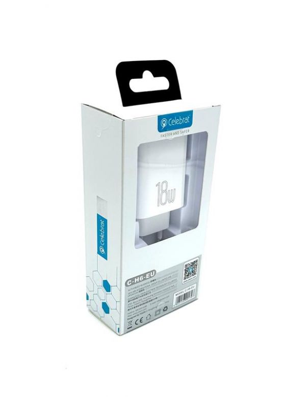 Зарядний пристрій CELEBRAT C-H6-EU 18W Fast Charge 1USB Біле - фото фото фото 1