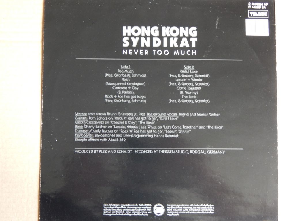 Hongkong Syndikat ‎– Never Too Much  (TELDEC ‎– 6.26224 APб Germany) NM-/NM- - фото фото фото 1