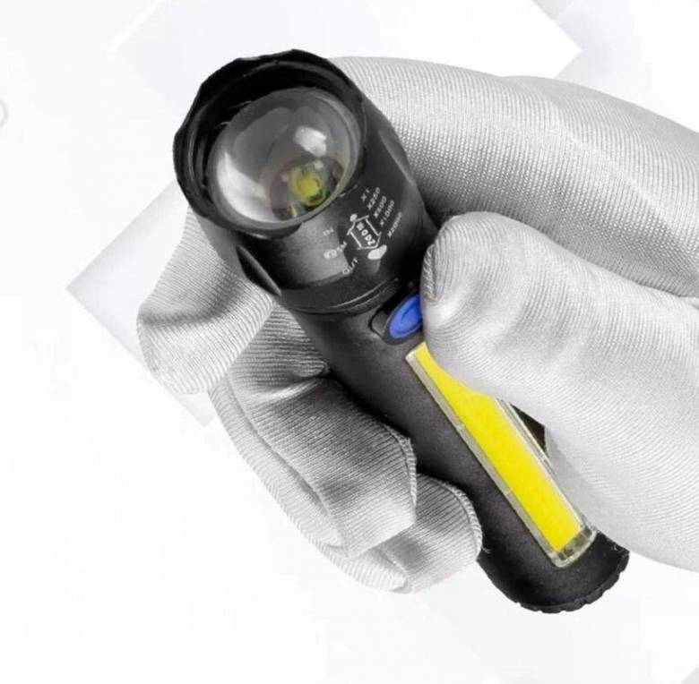Ручной аккумуляторный фонарь Flashlight C62, cob+led - фото фото фото 2