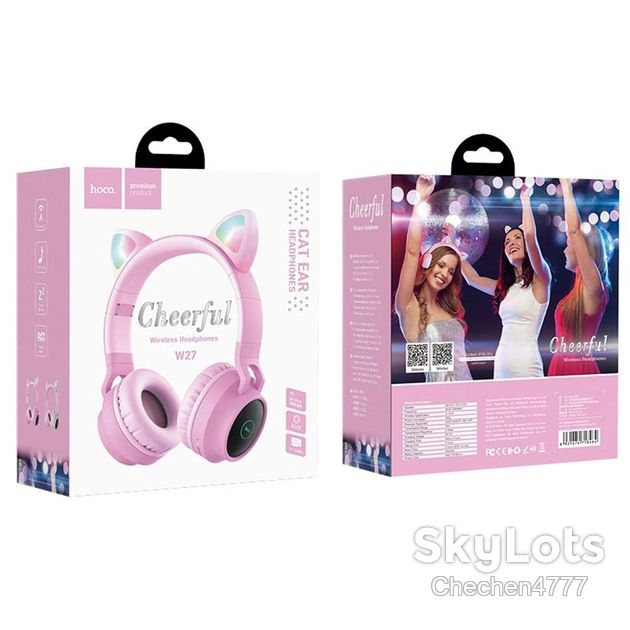 Навушники Bluetooth Hoco W27 Cat Ear Wireless Headphones Pink - фото фото фото 0
