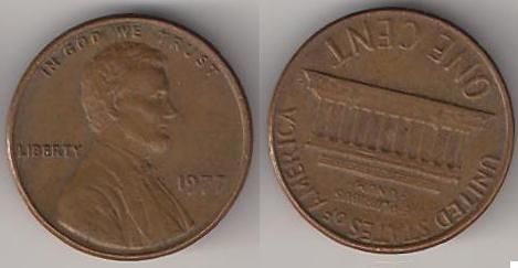 США  1 цент 1977  г. - фото фото фото 0