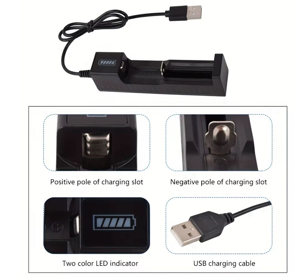 Зарядное устройство для аккумуляторов 18650 1 слот USB. - фото фото фото 3