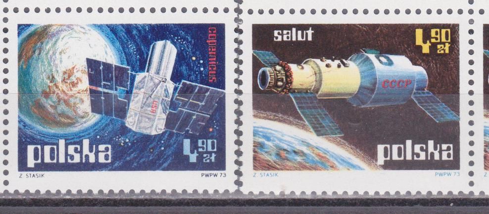 Польша 1973 КОСМОС КОСМИЧЕСКИЙ КОРАБЛЬ ПОЛЁТ ИССЛЕДОВАНИЯ СПУТНИК ОРБИТА СВЯЗЬ Mi.2255-2256** MNH - фото фото фото 0