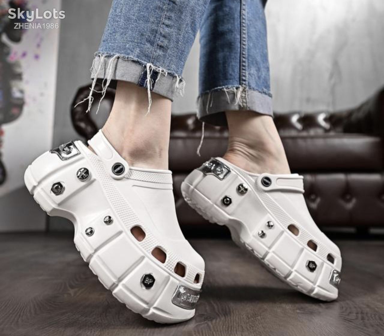 Женские Кроксы в стиле BALENGAGA X CROCS Rubber Hardcroc Metal    ( 36/37 размер ) - фото фото фото 1
