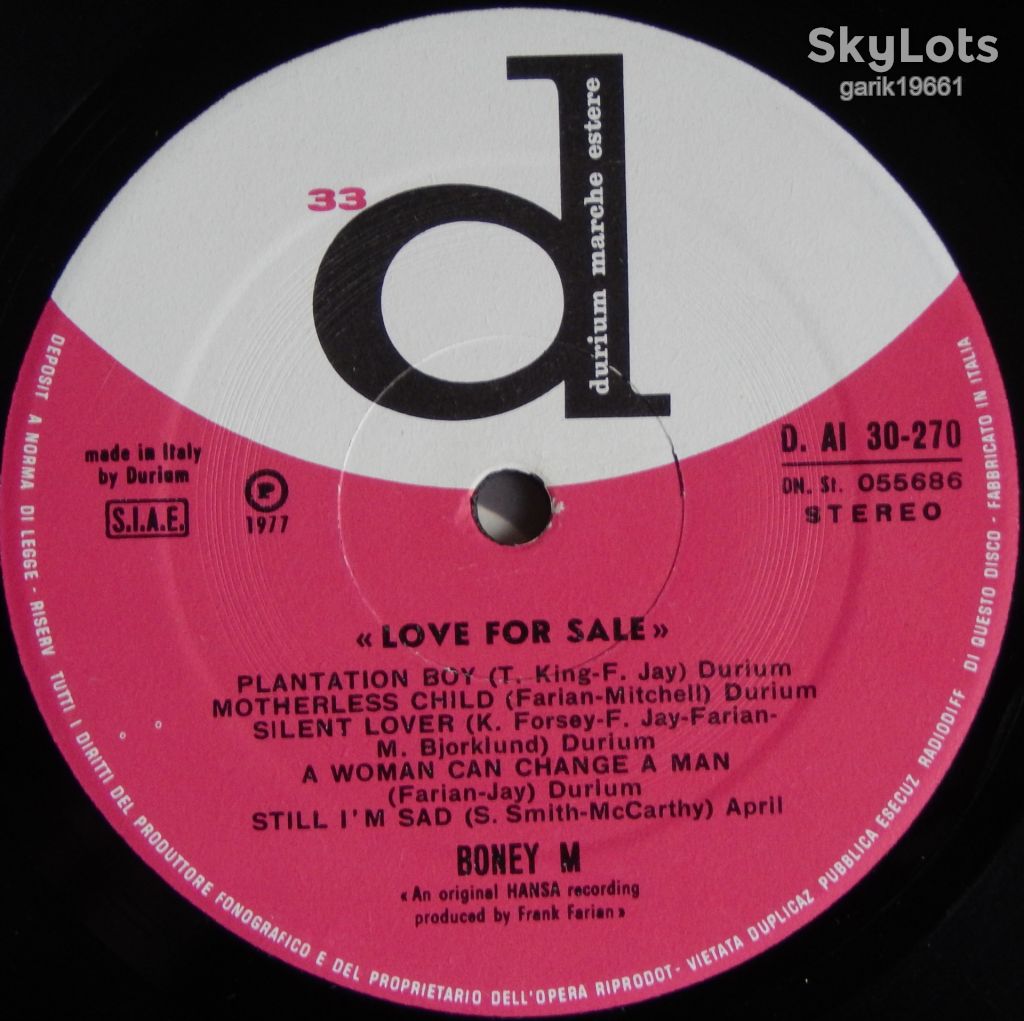 Boney M. – Love For Sale  (Durium – D. AI 30-270, Italy) EX/EX+ - фото фото фото 3