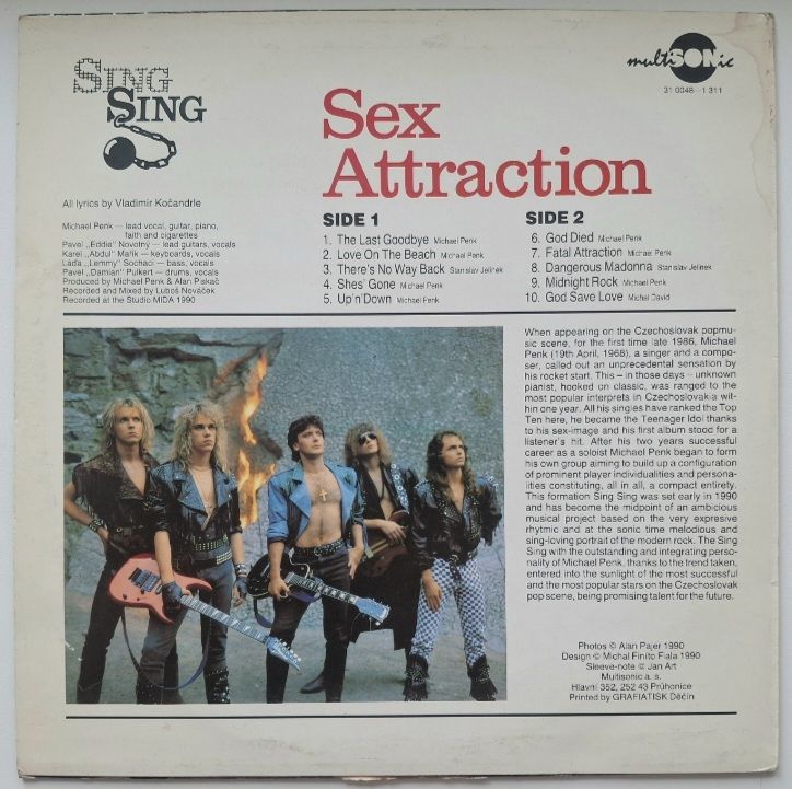 Sing Sing - Sex Attraction - 1990.  (LP). 12. Vinyl. Пластинка. Czechoslovakia. Rare. - фото фото фото 1