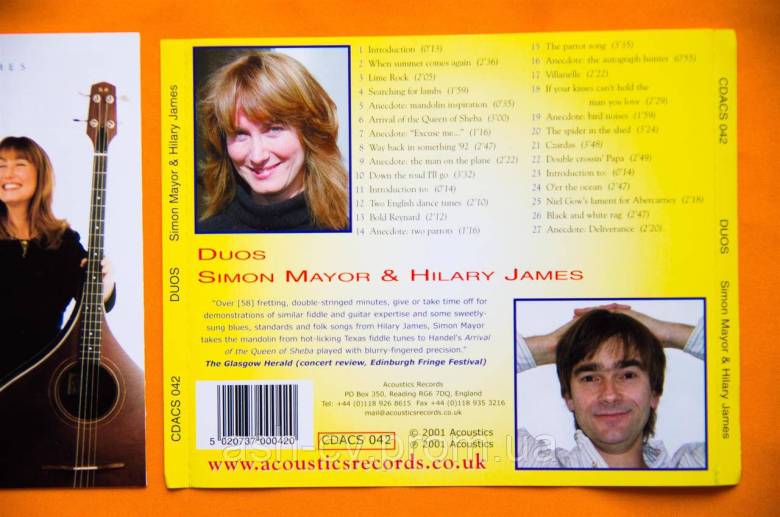 Музичний диск CD. DUOS Simon MAYOR and Hilary JAMES - фото фото фото 2