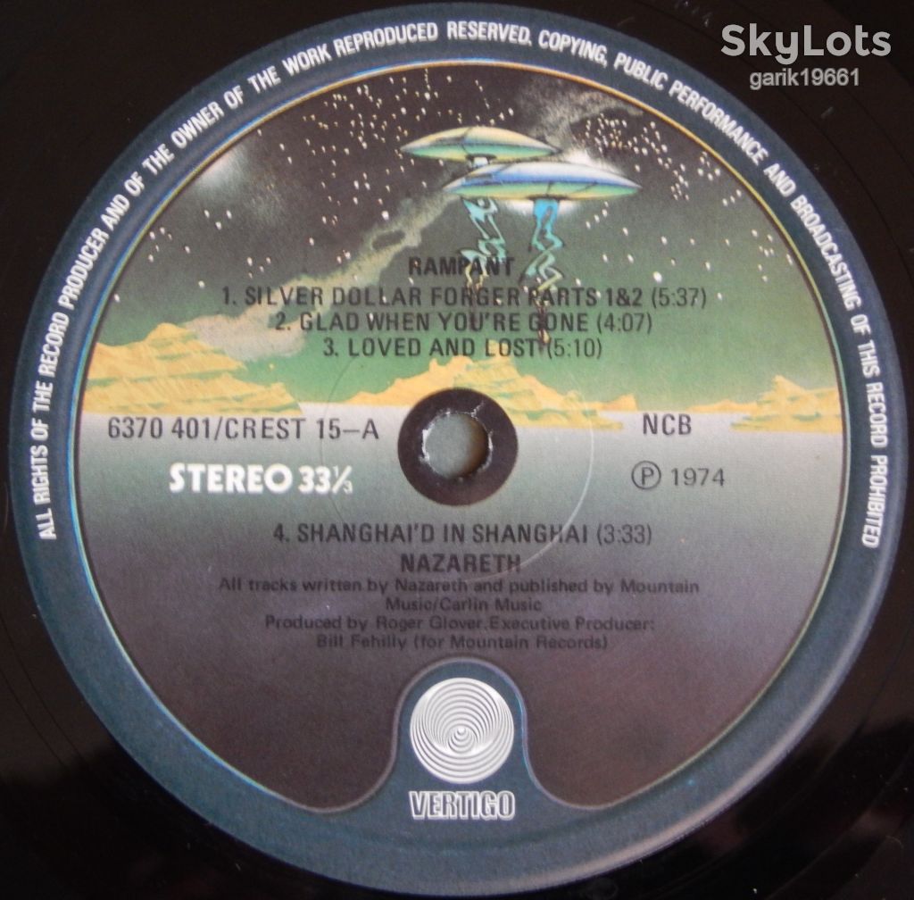 Nazareth – Rampant  (Vertigo – 6370 401, Scandinavia) inner sleeve EX+/EX+ - фото фото фото 3