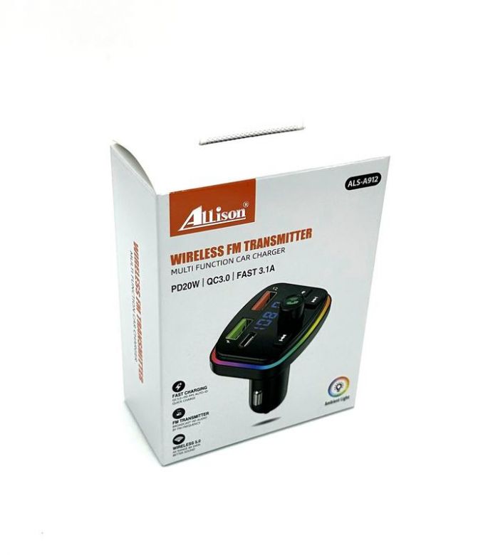 FM модулятор ALS-A912 Bluetooth  зарядка  (2USB/PD/20W/3.1A) Чорний - фото фото фото 0