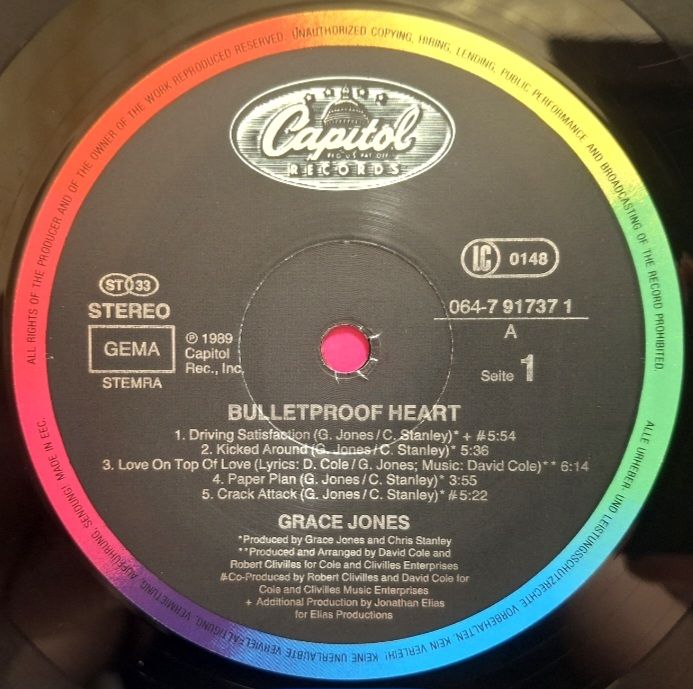 Grace Jones - Bulletproof Heart - 1989.  (LP). 12. Vinyl. Пластинка. EEC - фото фото фото 4