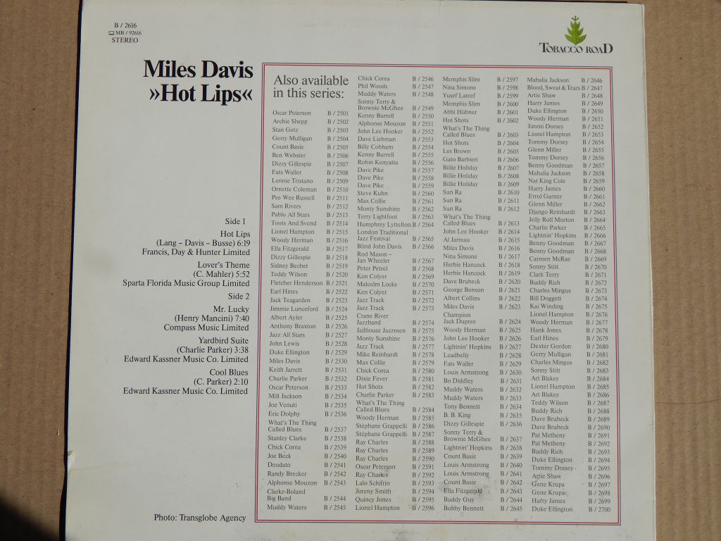 Miles Davis ‎– Hot Lips    (Tobacco Road ‎– B / 2616) EX+/NM- - фото фото фото 1