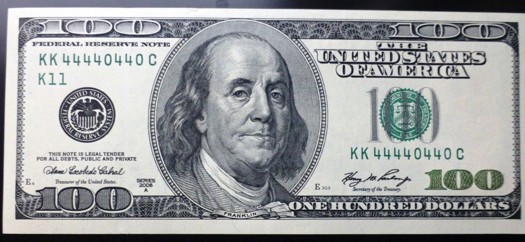 CША 100 долларов 2006 г. КК 44440440 С  /К11/-Даллас- штат Техас UNCа - фото фото фото 1