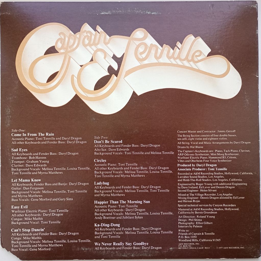 CAPTAIN AND TENNILLE Come In From The Rain  LP VG+/EX- - фото фото фото 1
