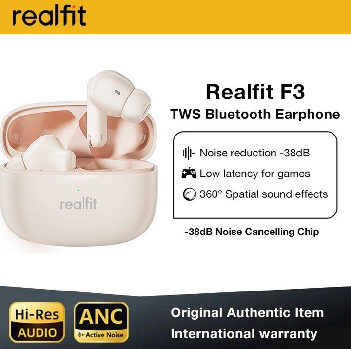 Беспроводные bluetooth TWS наушники Realfit F3        (бежевий) - фото фото фото 1