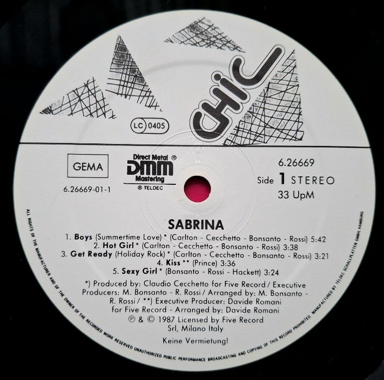 Sabrina - Boys - 1987.  (LP). 12. Vinyl. Пластинка. Germany. - фото фото фото 2